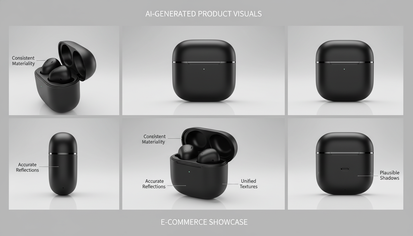 Multi-angle e-commerce product renders created with Nanobanana 2, emphasizing realistic lighting, reflections, and physical material consistency